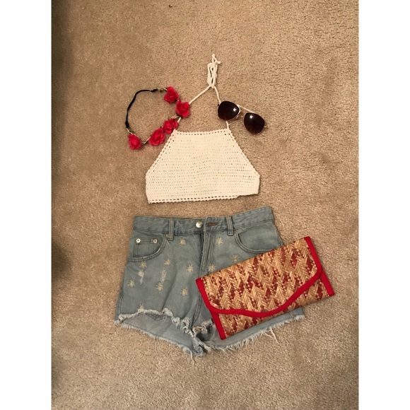 Crochet Triangle Tie Side Bikini Swimsuit - Picture 5 of 6